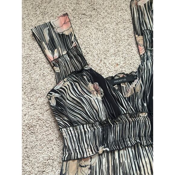 Vintage Arden B XS 90s Zebra Floral Rose Sheer Tank Top Going out Top Fairycore - Picture 9 of 9